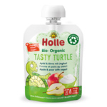 BIO ovocné pyré Smaczny Želviak (jablko-hruška-jogurt) bez pridaného cukru 85 g – Holle