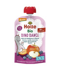 BIO ovocné pyré tancujúci dinosaurus (jablko-čučoriedka-slivka) bez pridaného cukru, bezlepkové 100 g – Holle