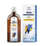 Nórsky tresčí olej Omega-3 (500 mg) pre deti od 3 rokov s citrónovou príchuťou výživový doplnok 250 ml – Osavi